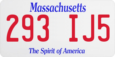 MA license plate 293IJ5