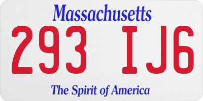 MA license plate 293IJ6