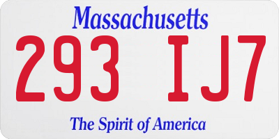 MA license plate 293IJ7