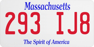 MA license plate 293IJ8