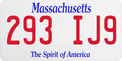 MA license plate 293IJ9