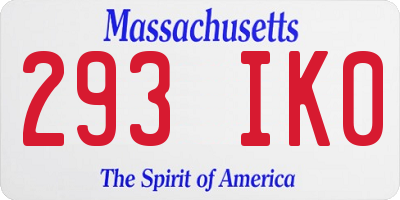MA license plate 293IK0