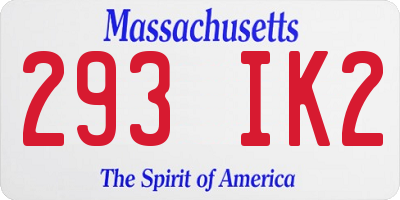 MA license plate 293IK2