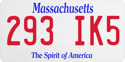 MA license plate 293IK5
