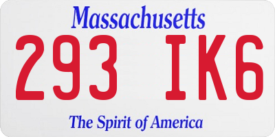 MA license plate 293IK6