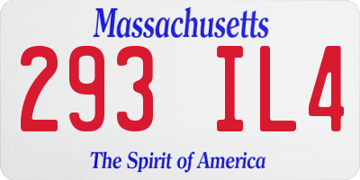 MA license plate 293IL4
