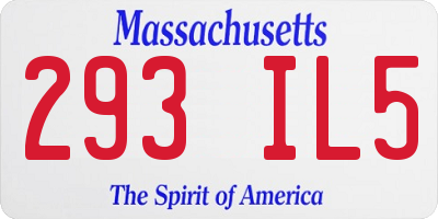 MA license plate 293IL5