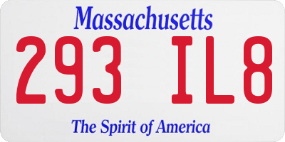 MA license plate 293IL8