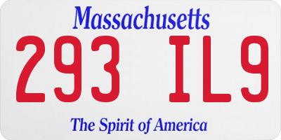 MA license plate 293IL9