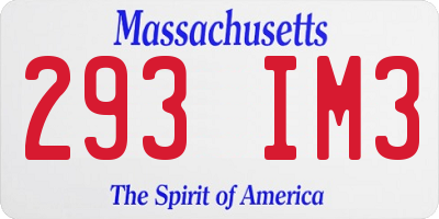 MA license plate 293IM3