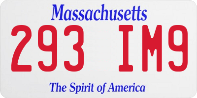 MA license plate 293IM9