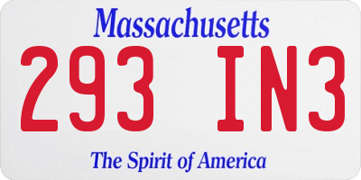 MA license plate 293IN3