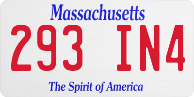 MA license plate 293IN4