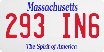 MA license plate 293IN6