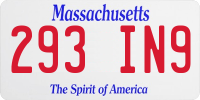 MA license plate 293IN9