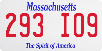 MA license plate 293IO9