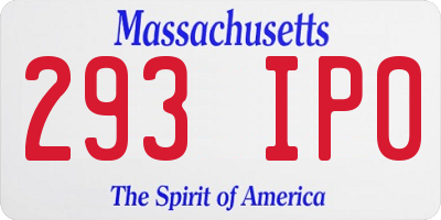 MA license plate 293IP0