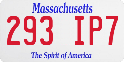 MA license plate 293IP7
