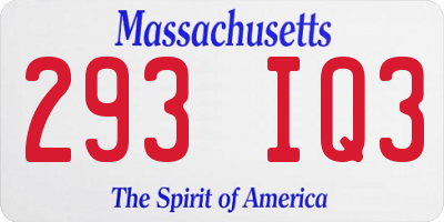 MA license plate 293IQ3