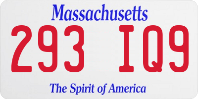 MA license plate 293IQ9