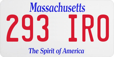 MA license plate 293IR0