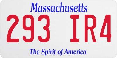 MA license plate 293IR4