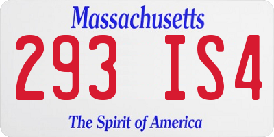 MA license plate 293IS4