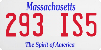 MA license plate 293IS5