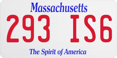 MA license plate 293IS6