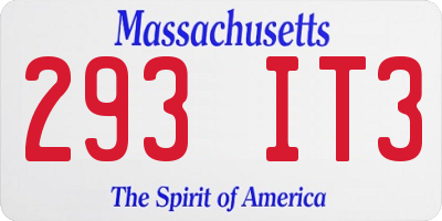 MA license plate 293IT3