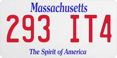 MA license plate 293IT4