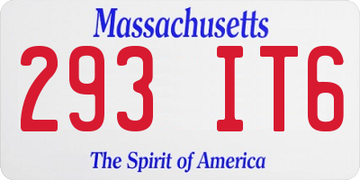 MA license plate 293IT6