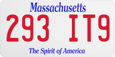 MA license plate 293IT9