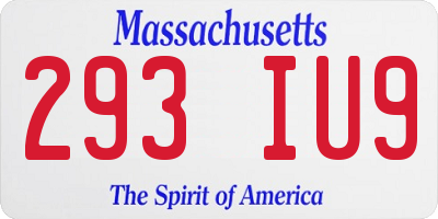 MA license plate 293IU9