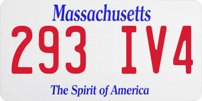 MA license plate 293IV4