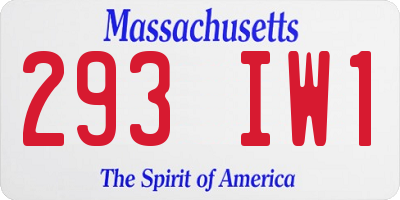 MA license plate 293IW1
