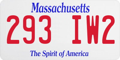 MA license plate 293IW2