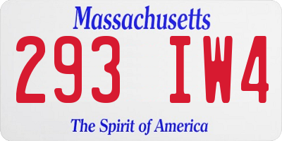 MA license plate 293IW4