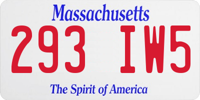 MA license plate 293IW5