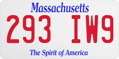 MA license plate 293IW9