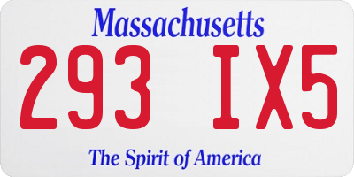 MA license plate 293IX5