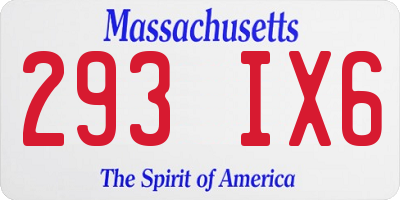 MA license plate 293IX6