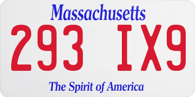 MA license plate 293IX9