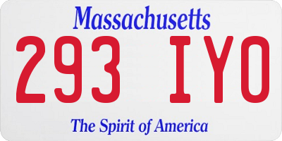 MA license plate 293IY0