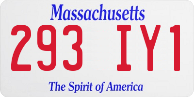 MA license plate 293IY1