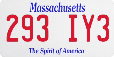 MA license plate 293IY3