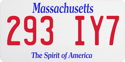 MA license plate 293IY7