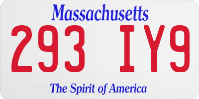 MA license plate 293IY9