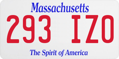 MA license plate 293IZ0