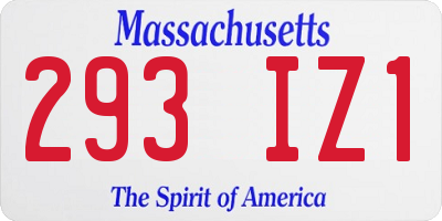 MA license plate 293IZ1